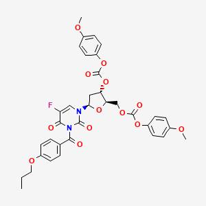 molecular formula C35H33FN2O13 B1211367 2'-Deoxy-3',5'-bis-O-(4-methoxyphenoxy carbonyl)-5-fluoro-3-(4-n-propoxybenzoyl)uridine CAS No. 93057-16-0