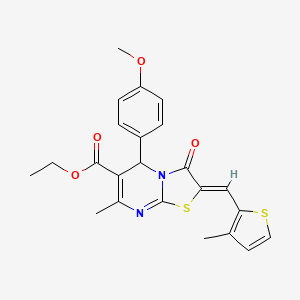 Ethyl 5-(4-methoxyphenyl)-7-methyl-2-((3-methylthiophen-2-yl)methylene)-3-oxo-3,5-dihydro-2H-thiazolo[3,2-a]pyrimidine-6-carboxylate