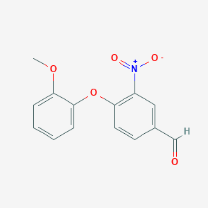 molecular formula C14H11NO5 B12113769 Benzaldehyde, 4-(2-methoxyphenoxy)-3-nitro- CAS No. 54291-78-0