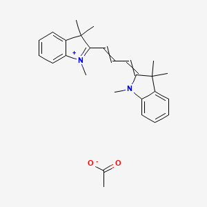 molecular formula C25H29N2+ B1211385 3H-Indolium, 2-[3-(1,3-dihydro-1,3,3-trimethyl-2H-indol-2-ylidene)-1-propenyl]-1,3,3-trimethyl-, acetate CAS No. 65122-08-9