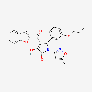 (4E)-4-[1-benzofuran-2-yl(hydroxy)methylidene]-1-(5-methyl-1,2-oxazol-3-yl)-5-(3-propoxyphenyl)pyrrolidine-2,3-dione