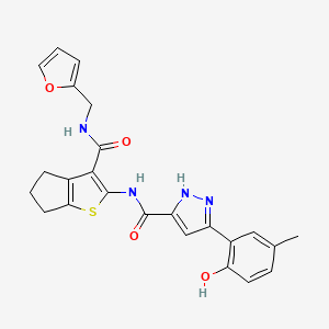 N-{3-[(furan-2-ylmethyl)carbamoyl]-5,6-dihydro-4H-cyclopenta[b]thiophen-2-yl}-5-(2-hydroxy-5-methylphenyl)-1H-pyrazole-3-carboxamide