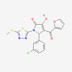 (4E)-5-(3-chlorophenyl)-4-[furan-2-yl(hydroxy)methylidene]-1-[5-(methylsulfanyl)-1,3,4-thiadiazol-2-yl]pyrrolidine-2,3-dione