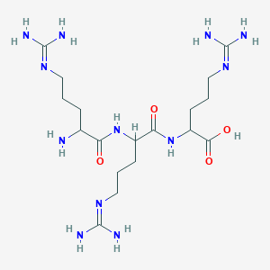 molecular formula C18H38N12O4 B12114522 2-[[2-[[2-amino-5-(diaminomethylideneamino)pentanoyl]amino]-5-(diaminomethylideneamino)pentanoyl]amino]-5-(diaminomethylideneamino)pentanoic acid 