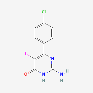 molecular formula C10H7ClIN3O B12114565 4(3H)-Pyrimidinone, 2-amino-6-(4-chlorophenyl)-5-iodo- 