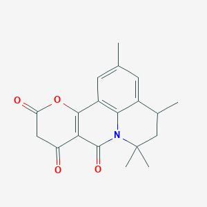 molecular formula C19H19NO4 B12114596 2,4,6,6-tetramethyl-5,6-dihydro-4H,8H,9H-pyrano[3,2-c]pyrido[3,2,1-ij]quinoline-8,9,11(10H)-trione 