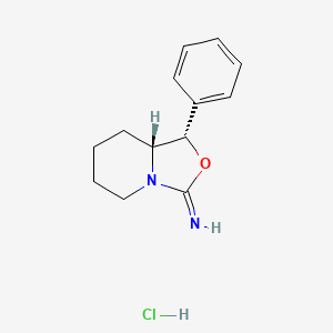 molecular formula C13H17ClN2O B1211476 (+)-cis-3-Imino-1-phenylhexahydro-3H-oxazolo(3,4-a)pyridine hydrochloride CAS No. 5712-28-7