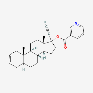 molecular formula C27H33NO2 B1211477 17-Ethynyl-(5a)-androst-2-ene-17-ol-17-nicotinate CAS No. 60834-44-8