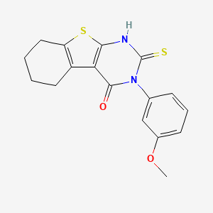 4-(3-Methoxyphenyl)-5-sulfanyl-8-thia-4,6-diazatricyclo[7.4.0.0,2,7]trideca-1(9),2(7),5-trien-3-one