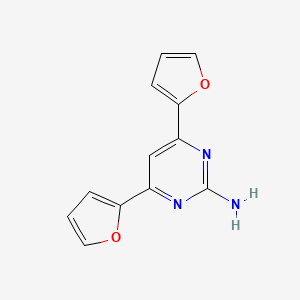 molecular formula C12H9N3O2 B12114844 4,6-Di(2-furyl)-2-pyrimidinamine 