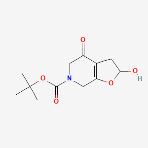 molecular formula C12H17NO5 B12114941 Tert-butyl 2-hydroxy-4-oxo-2,3,5,7-tetrahydrofuro[2,3-c]pyridine-6-carboxylate 