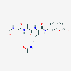 molecular formula C25H33N5O7 B12114968 6-acetamido-2-[2-[(2-acetamidoacetyl)amino]propanoylamino]-N-(4-methyl-2-oxochromen-7-yl)hexanamide 