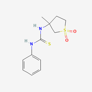 molecular formula C12H16N2O2S2 B12115177 3-Methyl-3-{[(phenylamino)thioxomethyl]amino}thiolane-1,1-dione 