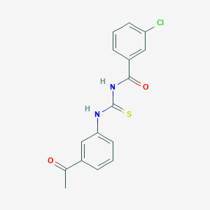 molecular formula C16H13ClN2O2S B1211519 N-[(3-acetylanilino)-sulfanylidenemethyl]-3-chlorobenzamide 