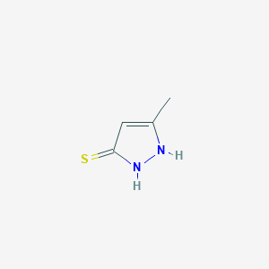 molecular formula C4H6N2S B12115360 3-methyl-1H-pyrazole-5-thiol 