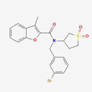 molecular formula C21H20BrNO4S B12115396 N-(3-bromobenzyl)-N-(1,1-dioxidotetrahydrothiophen-3-yl)-3-methyl-1-benzofuran-2-carboxamide 