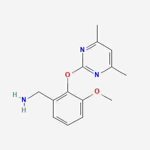 molecular formula C14H17N3O2 B12115545 Benzenemethanamine, 2-[(4,6-dimethyl-2-pyrimidinyl)oxy]-3-methoxy- CAS No. 927983-11-7