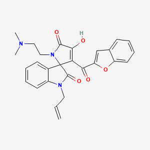 molecular formula C27H25N3O5 B12115667 3'-(1-benzofuran-2-ylcarbonyl)-1'-[2-(dimethylamino)ethyl]-4'-hydroxy-1-(prop-2-en-1-yl)spiro[indole-3,2'-pyrrole]-2,5'(1H,1'H)-dione 