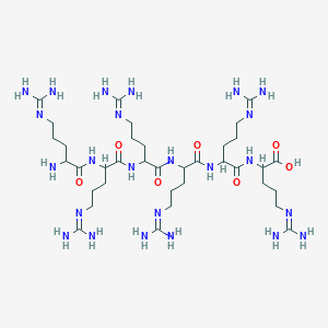 molecular formula C36H74N24O7 B12115707 2-[[2-[[2-[[2-[[2-[[2-amino-5-(diaminomethylideneamino)pentanoyl]amino]-5-(diaminomethylideneamino)pentanoyl]amino]-5-(diaminomethylideneamino)pentanoyl]amino]-5-(diaminomethylideneamino)pentanoyl]amino]-5-(diaminomethylideneamino)pentanoyl]amino]-5-(diaminomethylideneamino)pentanoic acid 