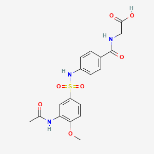 molecular formula C18H19N3O7S B12115782 2-{[4-(3-Acetamido-4-methoxybenzenesulfonamido)phenyl]formamido}acetic acid 