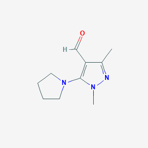 molecular formula C10H15N3O B12115848 1,3-Dimethyl-5-(pyrrolidin-1-YL)-1H-pyrazole-4-carbaldehyde 