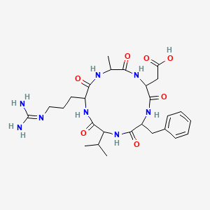 molecular formula C27H40N8O7 B12115858 Cyclo(-Arg-Ala-Asp-D-Phe-Val) 