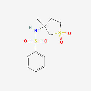 molecular formula C11H15NO4S2 B12115909 3-Methyl-3-[(phenylsulfonyl)amino]thiolane-1,1-dione 