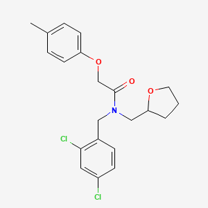 molecular formula C21H23Cl2NO3 B12115924 N-(2,4-dichlorobenzyl)-2-(4-methylphenoxy)-N-(tetrahydrofuran-2-ylmethyl)acetamide 