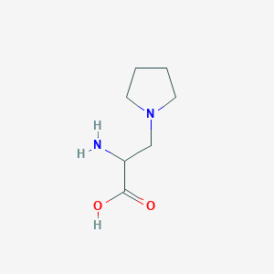 molecular formula C7H14N2O2 B12116212 1-Pyrrolidinepropanoic acid, alpha-amino- CAS No. 773825-57-3