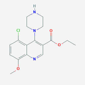 Ethyl 5-chloro-8-methoxy-4-(piperazin-1-yl)quinoline-3-carboxylate