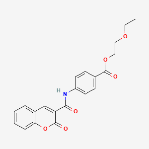 molecular formula C21H19NO6 B12116284 2-ethoxyethyl 4-(2-oxo-2H-chromene-3-carboxamido)benzoate 