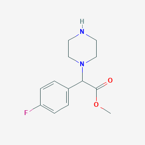 molecular formula C13H17FN2O2 B12116389 Methyl (4-fluorophenyl)(piperazin-1-yl)acetate 