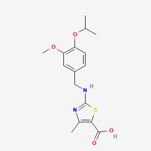 molecular formula C16H20N2O4S B12116419 5-Thiazolecarboxylic acid, 2-[[[3-methoxy-4-(1-methylethoxy)phenyl]methyl]amino]-4-methyl- CAS No. 927993-45-1