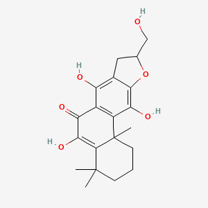 molecular formula C20H24O6 B12116767 5,7,11-trihydroxy-9-(hydroxymethyl)-4,4,11b-trimethyl-2,3,8,9-tetrahydro-1H-naphtho[2,1-f][1]benzofuran-6-one 