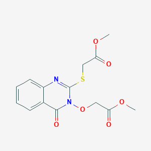 molecular formula C14H14N2O6S B1211692 2-[[2-[(2-甲氧基-2-氧代乙基)硫代]-4-氧代-3-喹唑啉基]氧基]乙酸甲酯 