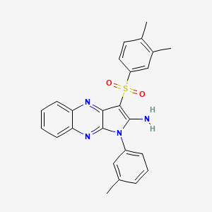 molecular formula C25H22N4O2S B12117211 3-[(3,4-dimethylphenyl)sulfonyl]-1-(3-methylphenyl)-1H-pyrrolo[2,3-b]quinoxalin-2-amine 