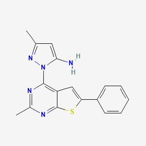 3-methyl-1-{2-methyl-6-phenylthieno[2,3-d]pyrimidin-4-yl}-1H-pyrazol-5-amine