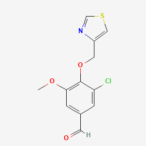 molecular formula C12H10ClNO3S B12117519 3-Chloro-5-methoxy-4-(1,3-thiazol-4-ylmethoxy)benzaldehyde 