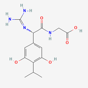 molecular formula C14H20N4O5 B1211753 N-(α-胍基-3,5-二羟基-4-异丙基苯乙酰)甘氨酸 CAS No. 100234-70-6