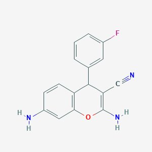 molecular formula C16H12FN3O B12117553 2,7-diamino-4-(3-fluorophenyl)-4H-chromene-3-carbonitrile CAS No. 111861-40-6