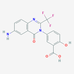 Benzoic acid, 5-[6-amino-4-oxo-2-(trifluoromethyl)-3(4H)-quinazolinyl]-2-hydroxy-