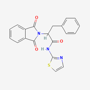 molecular formula C20H15N3O3S B12117624 2-(1,3-Dioxo-1,3-dihydro-isoindol-2-yl)-3-phenyl-N-thiazol-2-yl-propionamide 