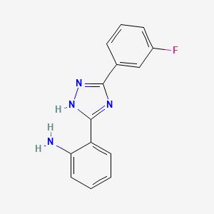 molecular formula C14H11FN4 B12117632 Benzenamine, 2-[3-(3-fluorophenyl)-1H-1,2,4-triazol-5-yl]- CAS No. 104615-66-9