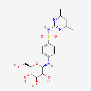 molecular formula C18H24N4O7S B1211773 N(4)-Glucopyranosylsulfamethazine CAS No. 55101-26-3