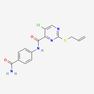 molecular formula C15H13ClN4O2S B12117992 N-(4-carbamoylphenyl)-5-chloro-2-(prop-2-en-1-ylsulfanyl)pyrimidine-4-carboxamide 