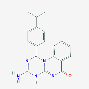 molecular formula C19H19N5O B12118179 3-amino-1-[4-(propan-2-yl)phenyl]-1H-[1,3,5]triazino[1,2-a]quinazolin-6-ol 