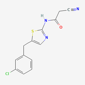 molecular formula C13H10ClN3OS B12118187 Acetamide, N-[5-[(3-chlorophenyl)methyl]-2-thiazolyl]-2-cyano- CAS No. 327062-17-9