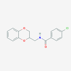 molecular formula C16H14ClNO3 B1211823 4-chloro-N-(2,3-dihydro-1,4-benzodioxin-3-ylmethyl)benzamide 