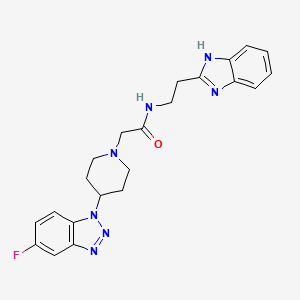 molecular formula C22H24FN7O B1211827 N-[2-(1H-benzimidazol-2-yl)ethyl]-2-[4-(5-fluoro-1-benzotriazolyl)-1-piperidinyl]acetamide 