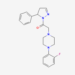 molecular formula C21H23FN4O B12118281 2-[4-(2-fluorophenyl)piperazin-1-yl]-1-(5-phenyl-4,5-dihydro-1H-pyrazol-1-yl)ethanone 